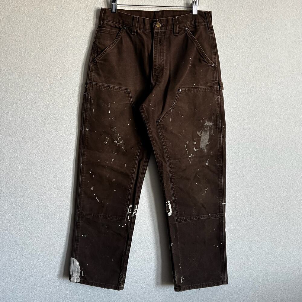 Carhartt B136 DKB painted brown double knee work wear carpenter pants